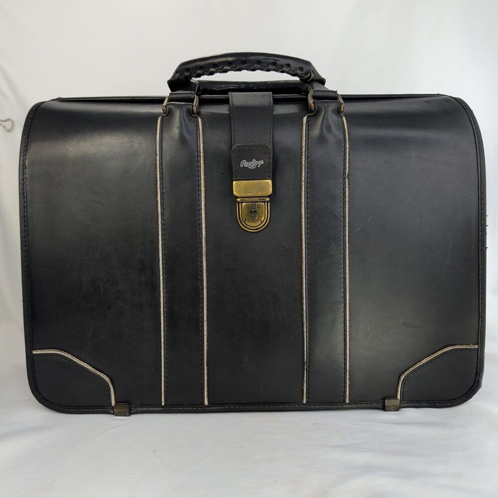 Vintage Rawlings Briefcase Gian Paolo Lombardo Black Leather Doctor Bag Made USA